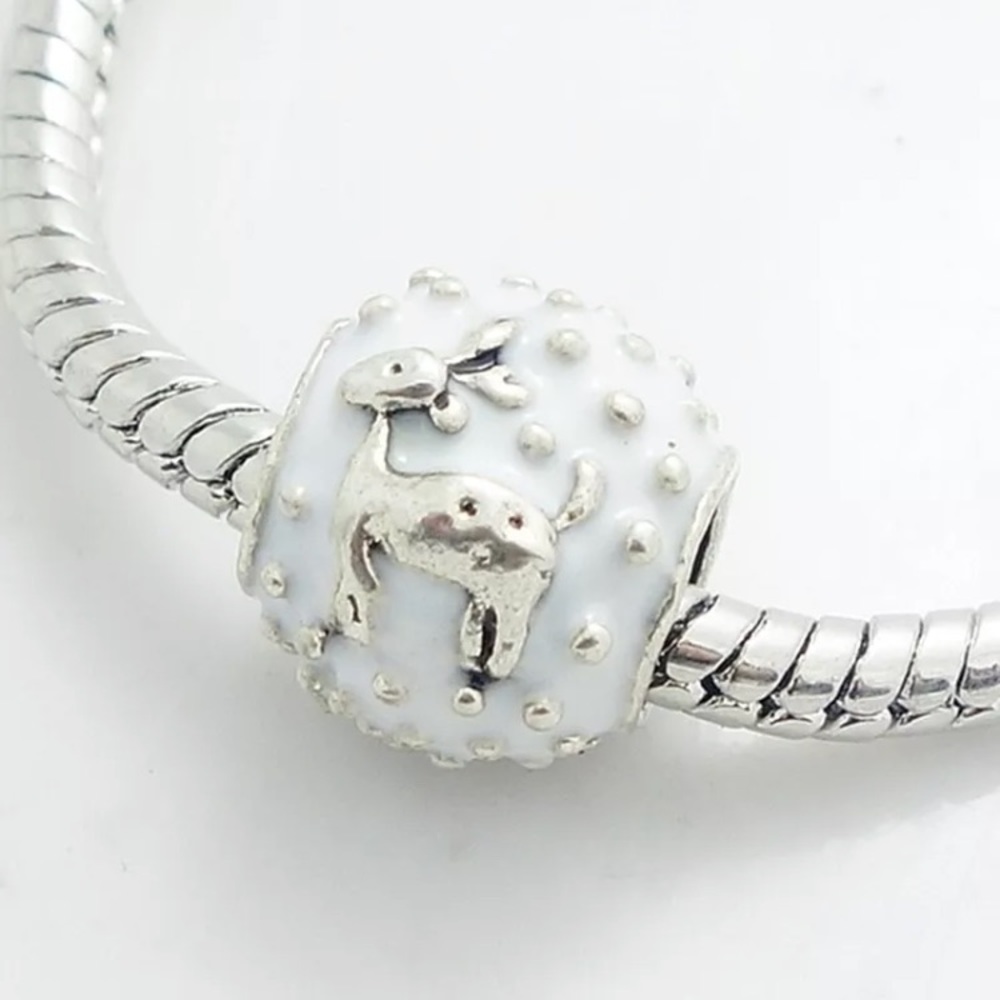 Christmas Deer Silver Charm - Not Pandora